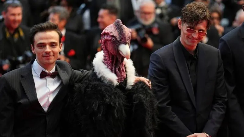 Cannes Film Festivali'ne kuş kostümlü adam damga vurdu