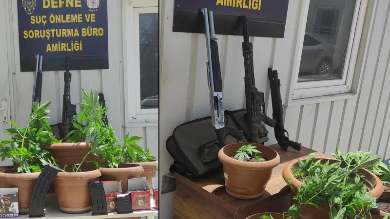Defne'de operasyon: Silah ve uyuşturucu ele geçirildi