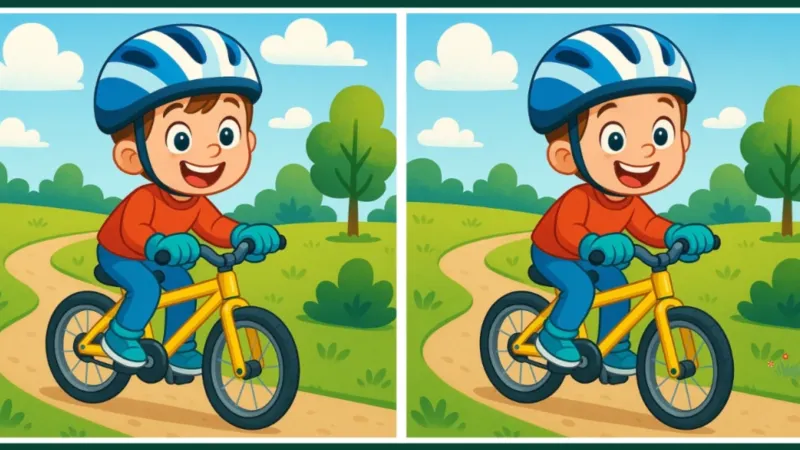 Ekipmanlarıyla bisiklet süren iki çocuk arasındaki 3 farkı sadece yüksek IQ'su olanlar 12 saniyede buluyor