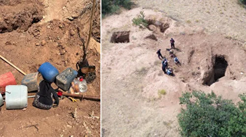Kayseri'de kaçak kazı yapan 4 şüpheliye dronla suçüstü